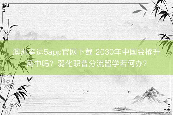 澳洲幸運5app官網下載 2030年中國會擢升高中嗎？弱化職普分流留學若何辦？