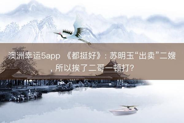 澳洲幸運(yùn)5app 《都挺好》: 蘇明玉“出賣”二嫂, 所以挨了二哥一頓打?