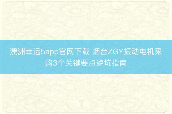 澳洲幸運5app官網(wǎng)下載 煙臺ZGY振動電機采購3個關(guān)鍵要點避坑指南