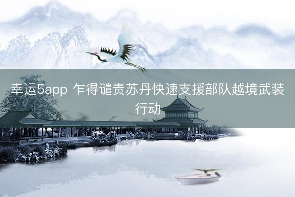 幸運5app 乍得譴責(zé)蘇丹快速支援部隊越境武裝行動