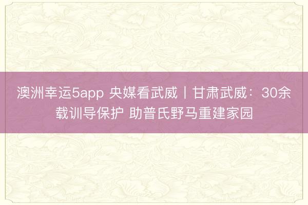 澳洲幸運5app 央媒看武威丨甘肅武威：30余載訓導保護 助普氏野馬重建家園