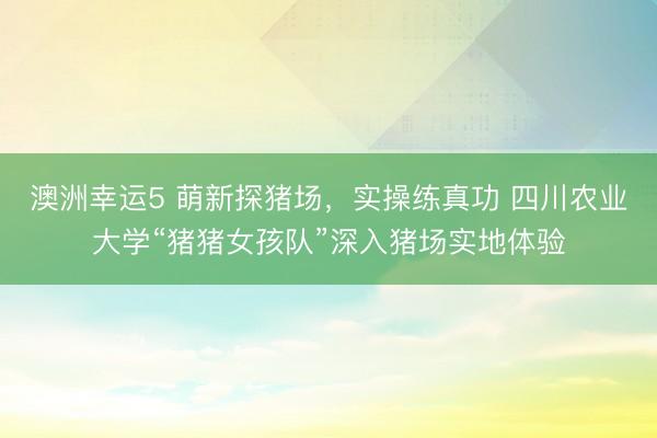 澳洲幸運5 萌新探豬場,實操練真功 四川農業大學“豬豬女孩隊”深入豬場實地體驗